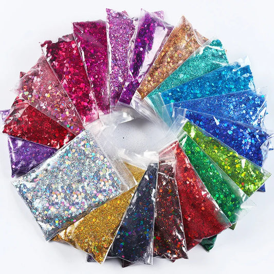 30g/Bag Holographic Chunky Glitter Craft Glitter Powder Mixed Chunky