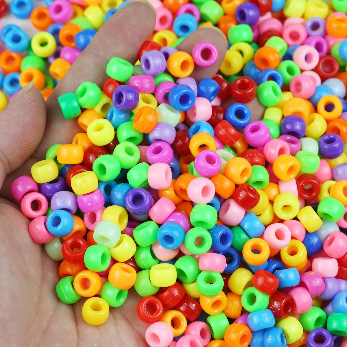 100/400pcs 6x9mm Solid Color Large Hole Pony Beads DIY Jewelry Making
