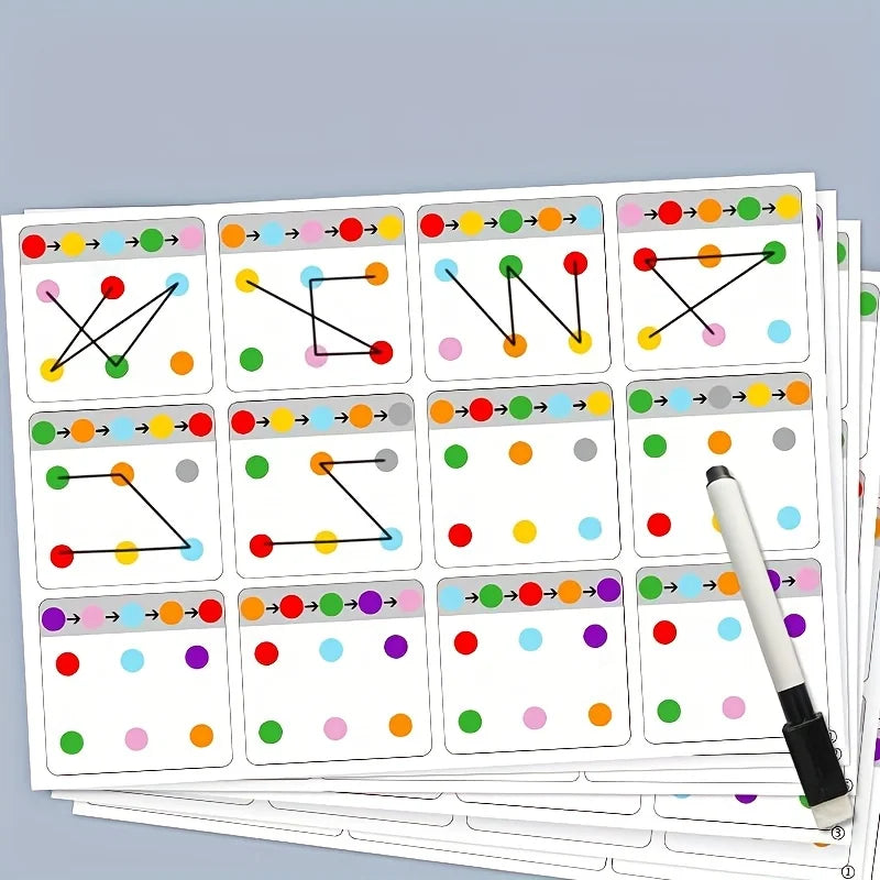 Visual tracking focus and attention training card,color and number