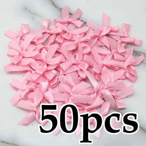 (50 Pcs) 4*4cm Colourful Ribbon Bows Small Size Polyester Satin Ribbon