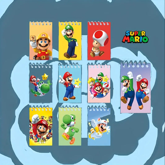 10pcs Super Mario Notebook Party Favors Cartoon Character Coil Book