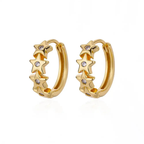 Stainless Steel Star Hoop Earings For Women 2024 Trend New In Luxury