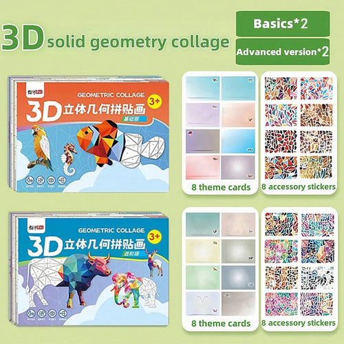 3D Animal Jigsaw Puzzle Stickers DIY Handmade Creative Collage Art Set