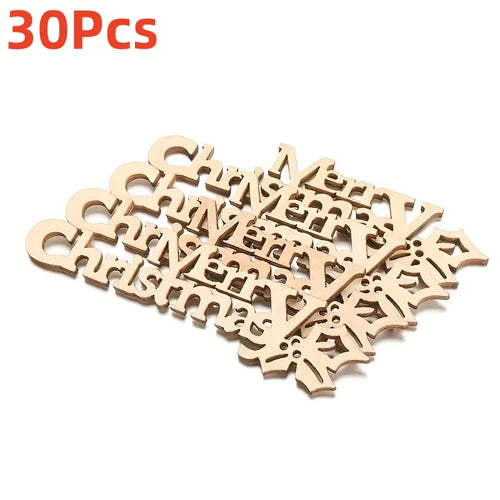10/30pcs 9x2.5cm/3.54x0.98in Merry Christmas Hanging Ornament Wooden