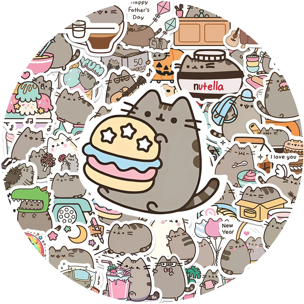 10/30/60pcs Cute Chunky Cat Animal Stickers for Kids Graffiti