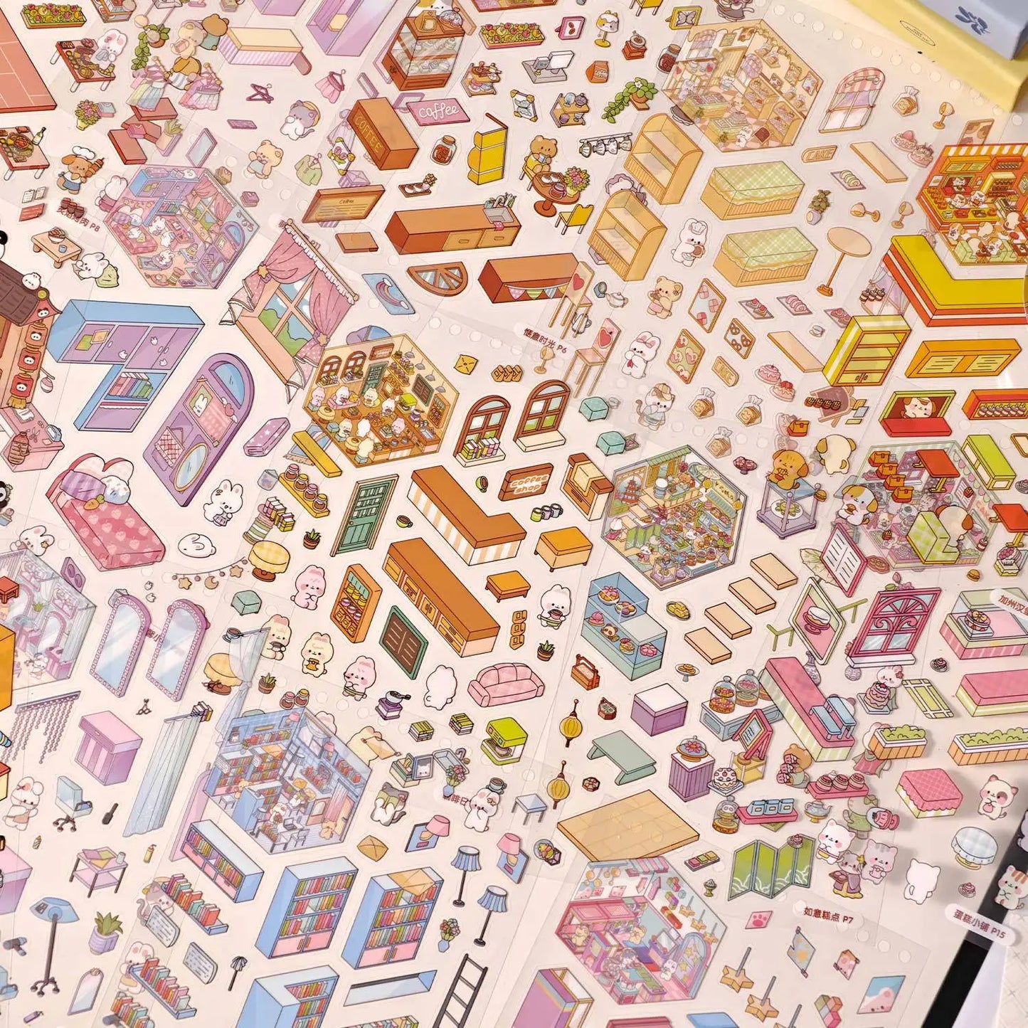 Kawaii Cute and Fun Cabin 3D Cute Shop Landscape Sticker book DIY