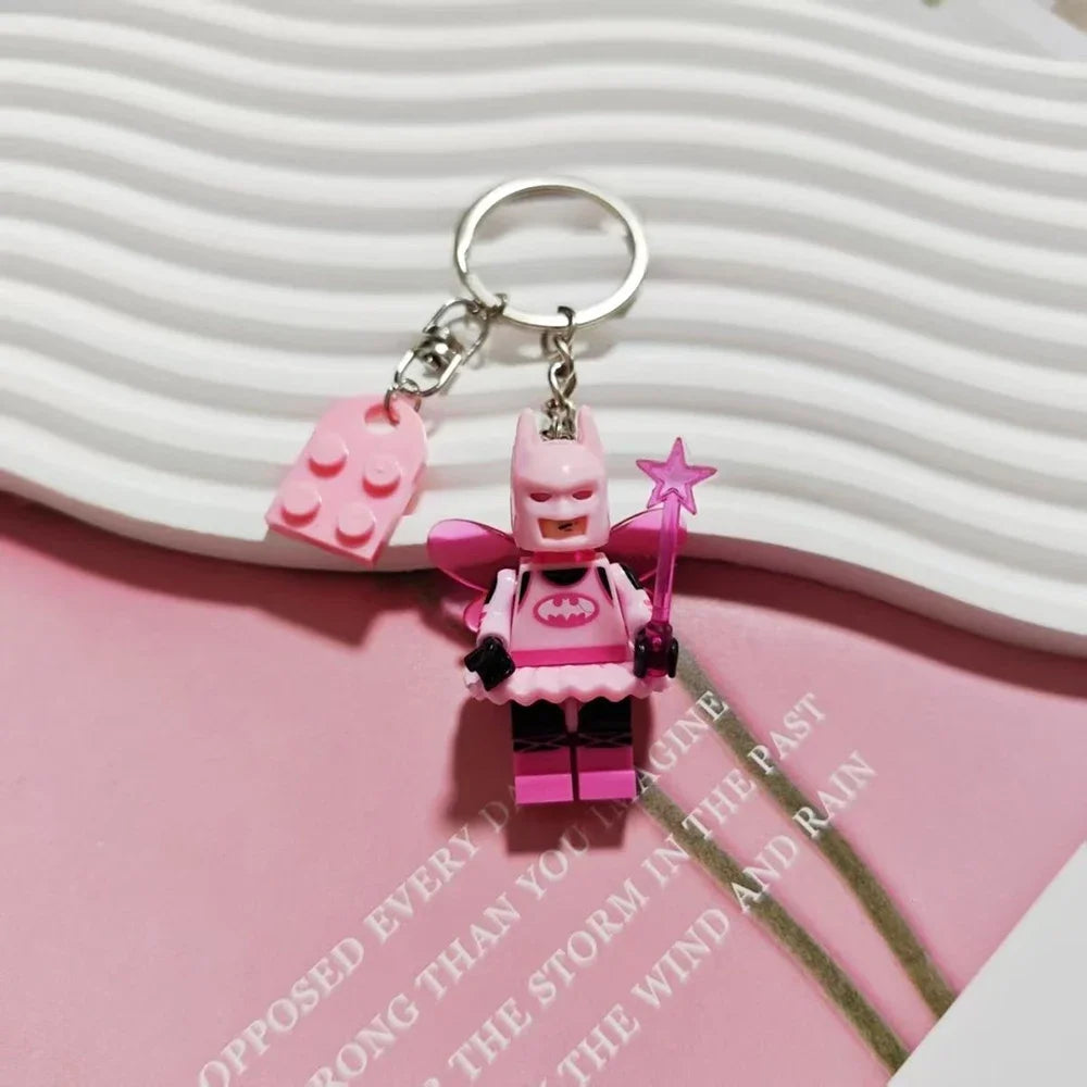 Beautiful Handmade 3D Fairy Star Pink Black Bat Keychain Y2k Heart