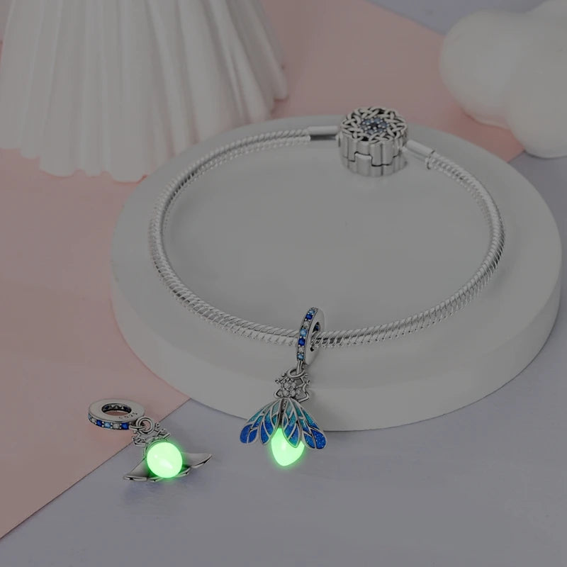 Fit Original 925 Sterling Silver Charms Beads Luminous Firefly Charms