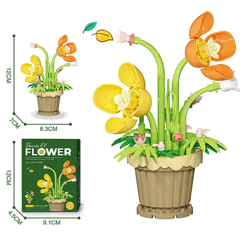 Creative Building Block Bouquet, Eternal Flower Plant Potted Gift,