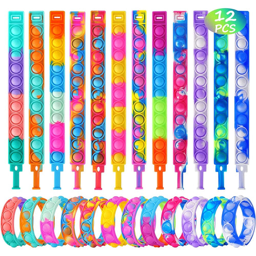 12PCS Fidget Toys Pop Bracelet Party Favors Bubble Bracelets Push