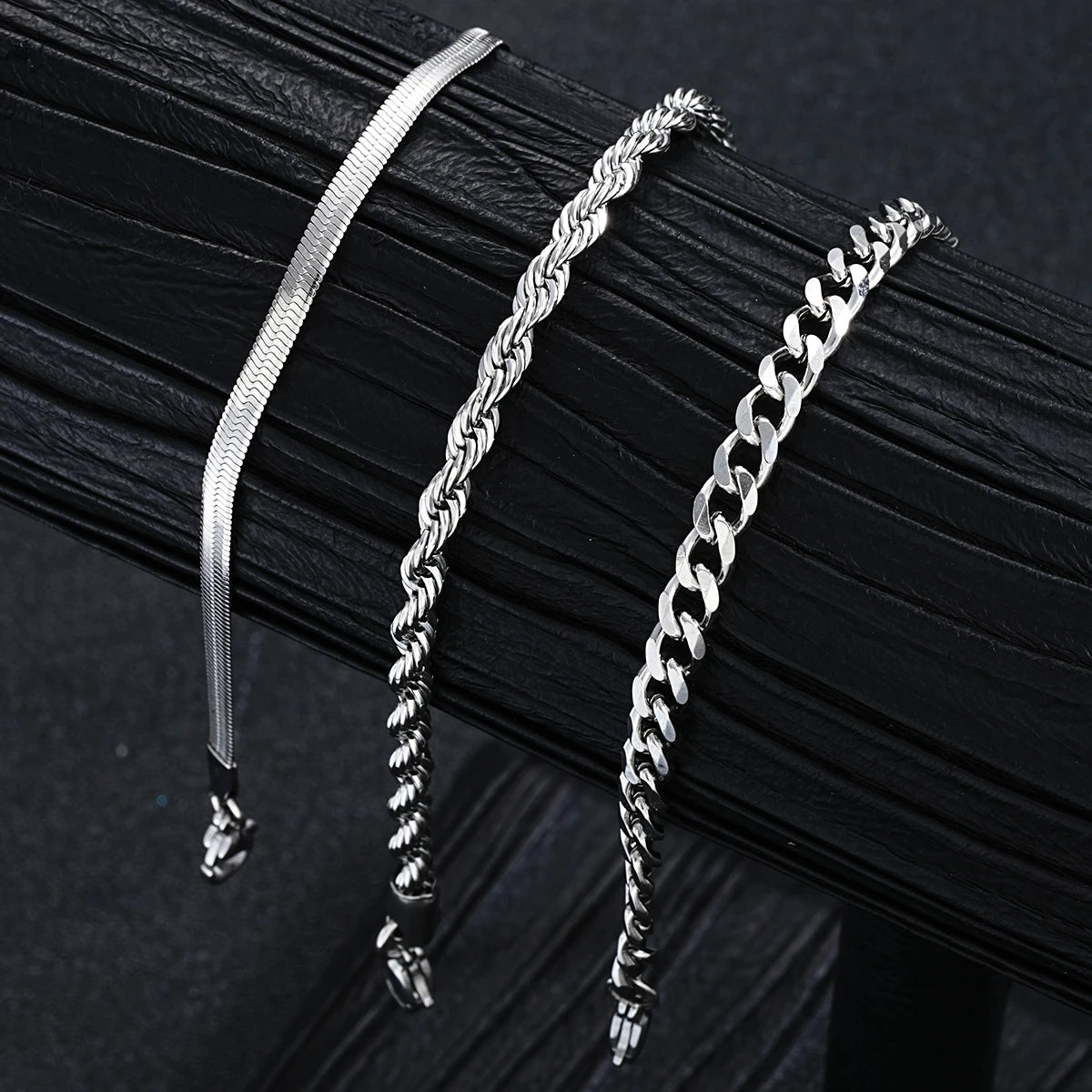 2024 New Simple Stainless Steel Silver Color Jewelry Sets for Men