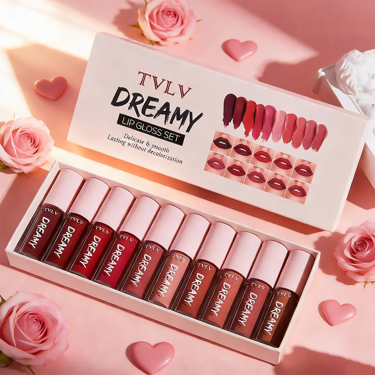 10 Pieces/Set Lip Gloss Velvet Lipstick: Waterproof and Long-Lasting