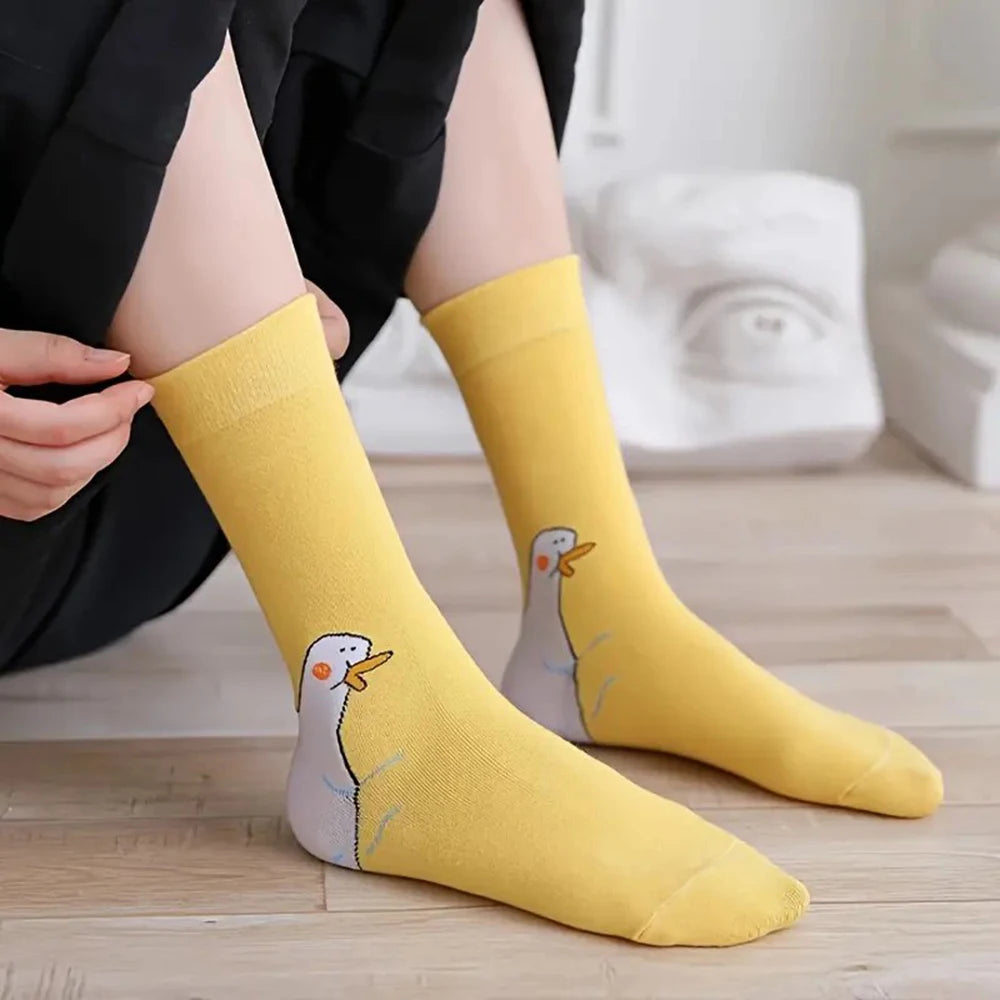 1/6 Pairs Cartoon Women Socks Fashionable And Versatile Cute Design