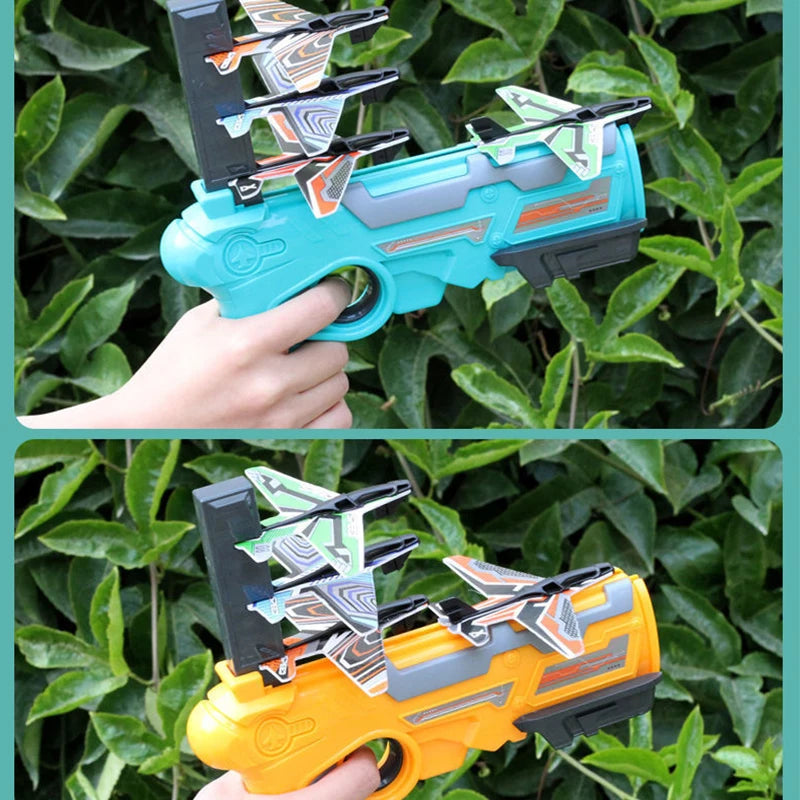 HOT！Airplane Launcher Bubble Catapult With 6 Small Plane Toy Funny