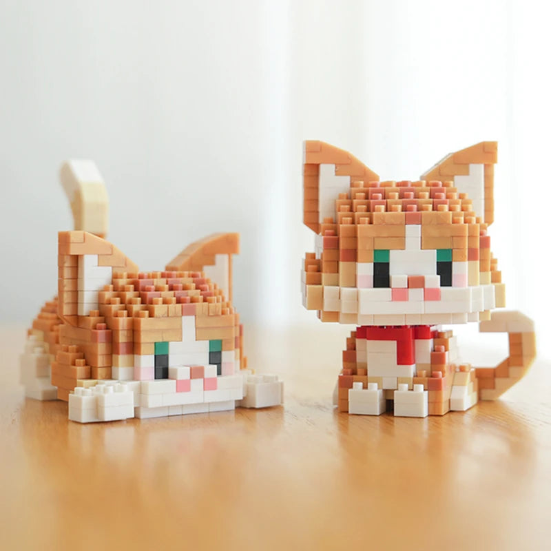 NEW DIY Cute Cat Pets Orange Puppet Silver Gradual Layer Cow Building