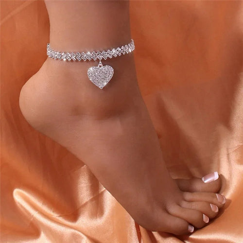 1 Women's Trendy Claw Chain Series Double Peach Heart Feet Chain