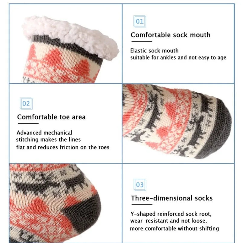 Winter Warm Socks Women penguin Plush Soft Female Non Grip Floor