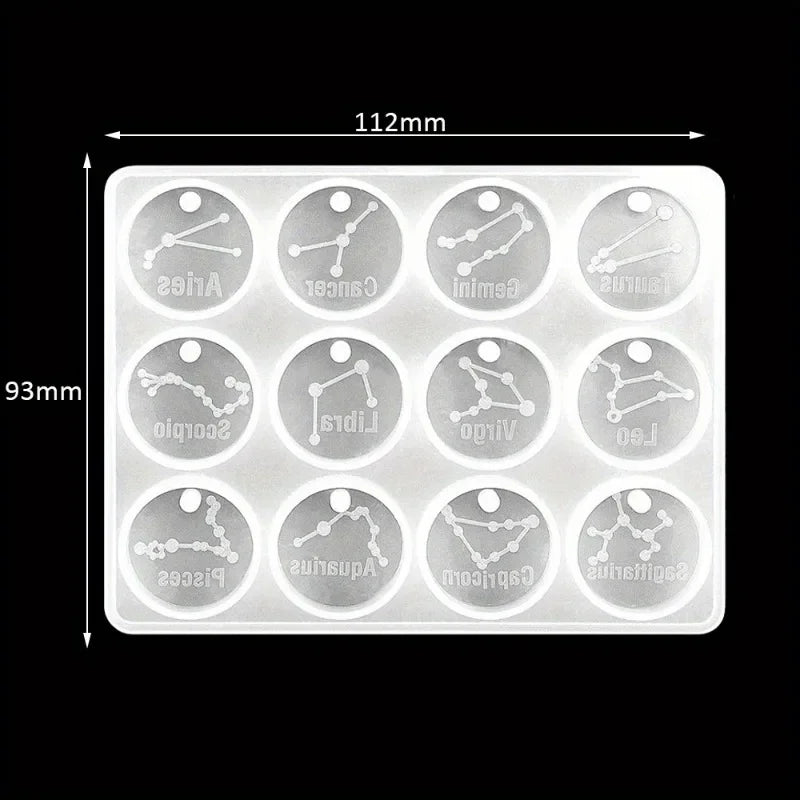 12 Zodiac Constellation Resin Molds Round Star Zodiac Sign Epoxy