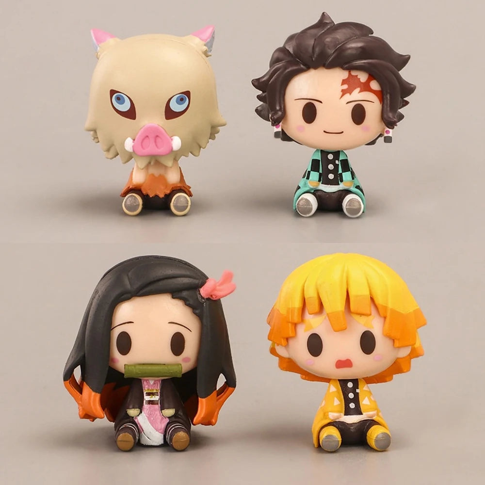 4PCS/Set Anime Demon Slayer Nezuko Tanjirou Zenitsu Inosuke Mini