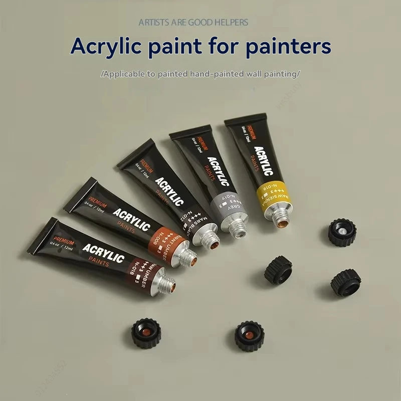 Acrylic Paint Set 12/24/30 Colours 12ml, Perfect for Canvas, Wood,