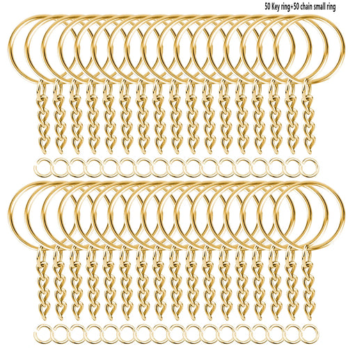 50 Sets Split Key Rings with Chain and Jump Rings Bulk Kit Accessories