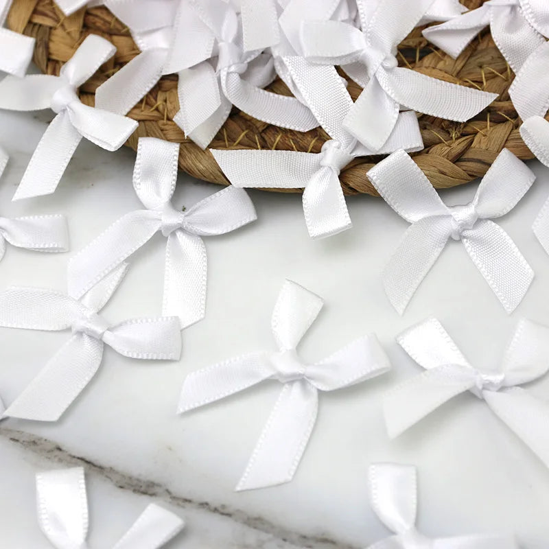 (50 Pcs) 4*4cm Colourful Ribbon Bows Small Size Polyester Satin Ribbon