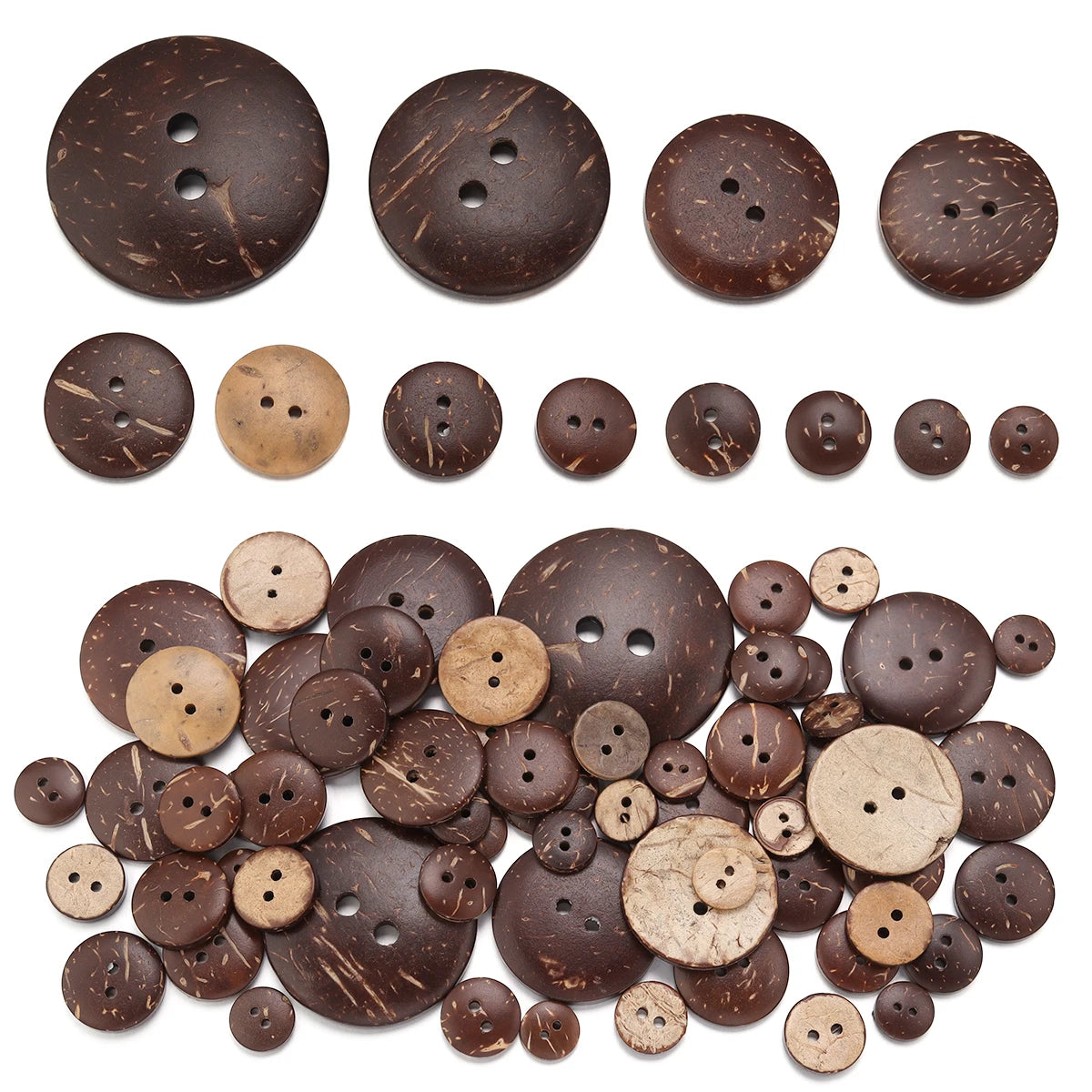 10-100Pcs Natural Coconut Shell Button Round 2-Holes Buttons for