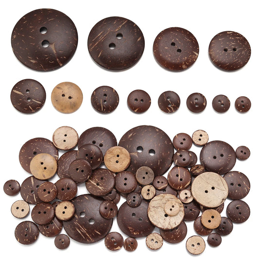 10-100Pcs Natural Coconut Shell Button Round 2-Holes Buttons for