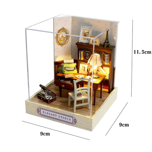 Doll House Kit Wooden Puzzle Assembly Building Model Toys Hourly Light