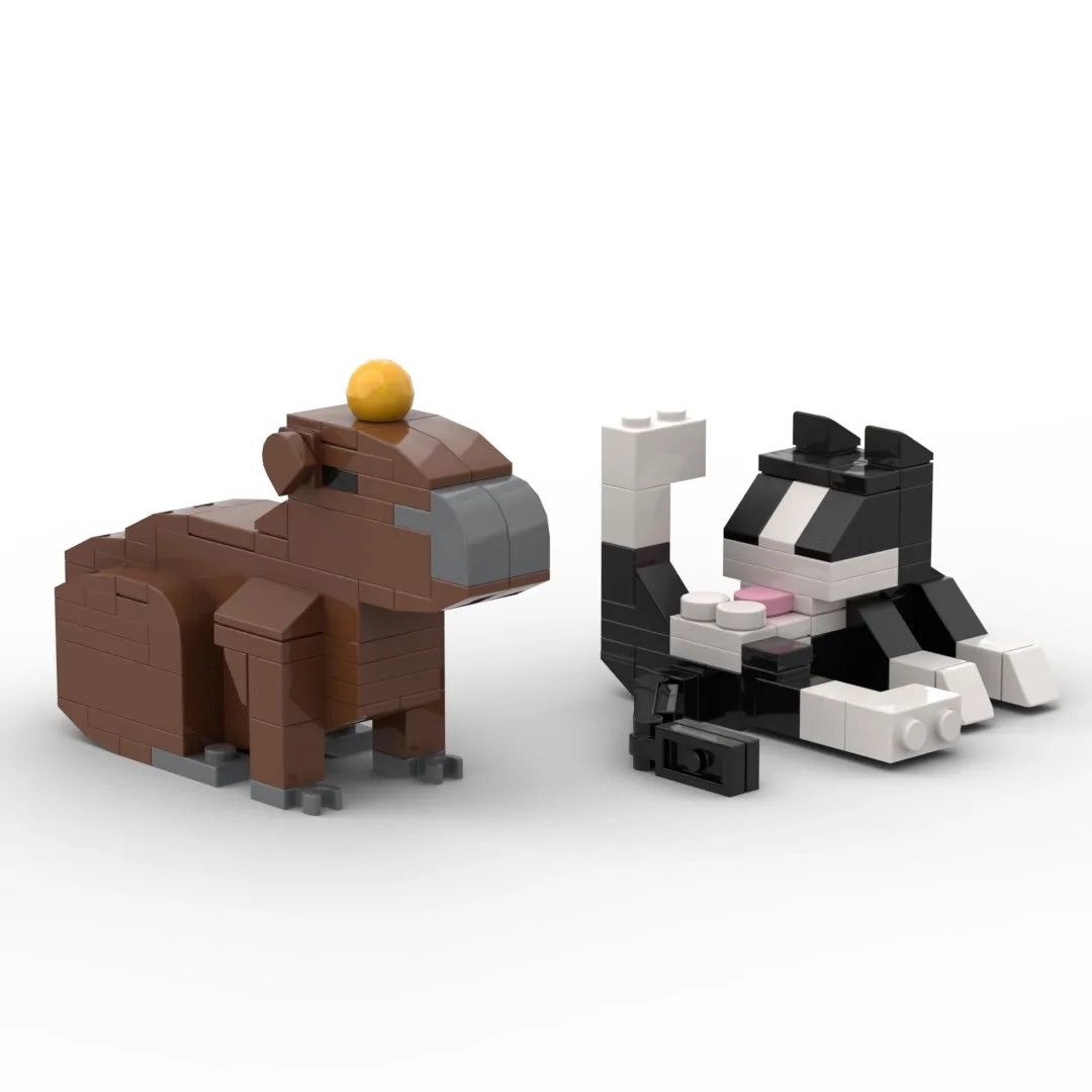 Animal Series 62Pcs MOC Bricks Cat Figires DIY Building Blocks Kids