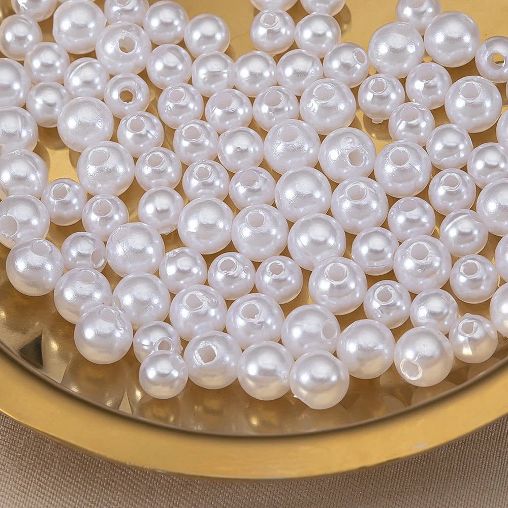 200pcs perforated ABS imitation pearl beads 4/5/6/8/10mm Round Spacer