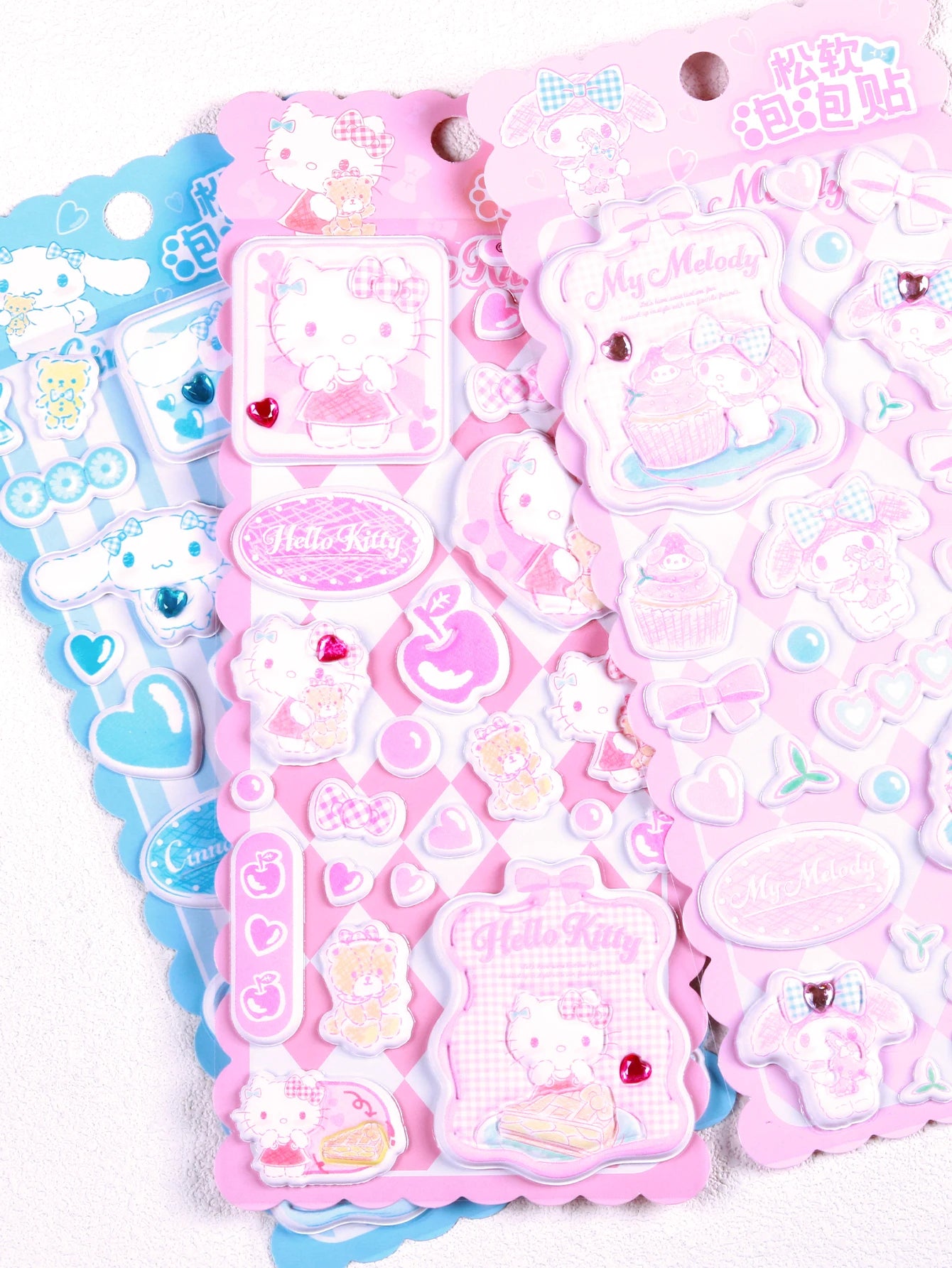Embossed gemstone stickers Sanrio 3D crystal candy stickers, suitable