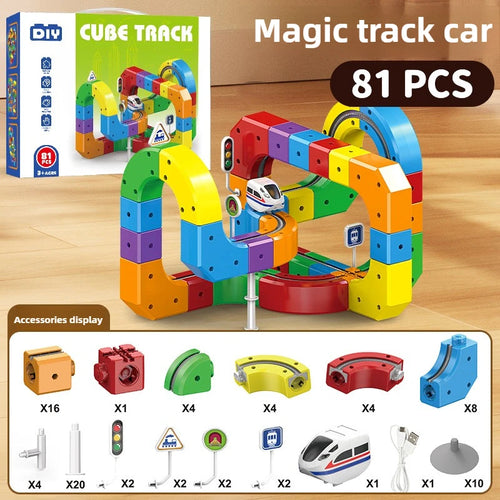 Children Magic Track Train Electric Assembled Building Blocks Magnetic