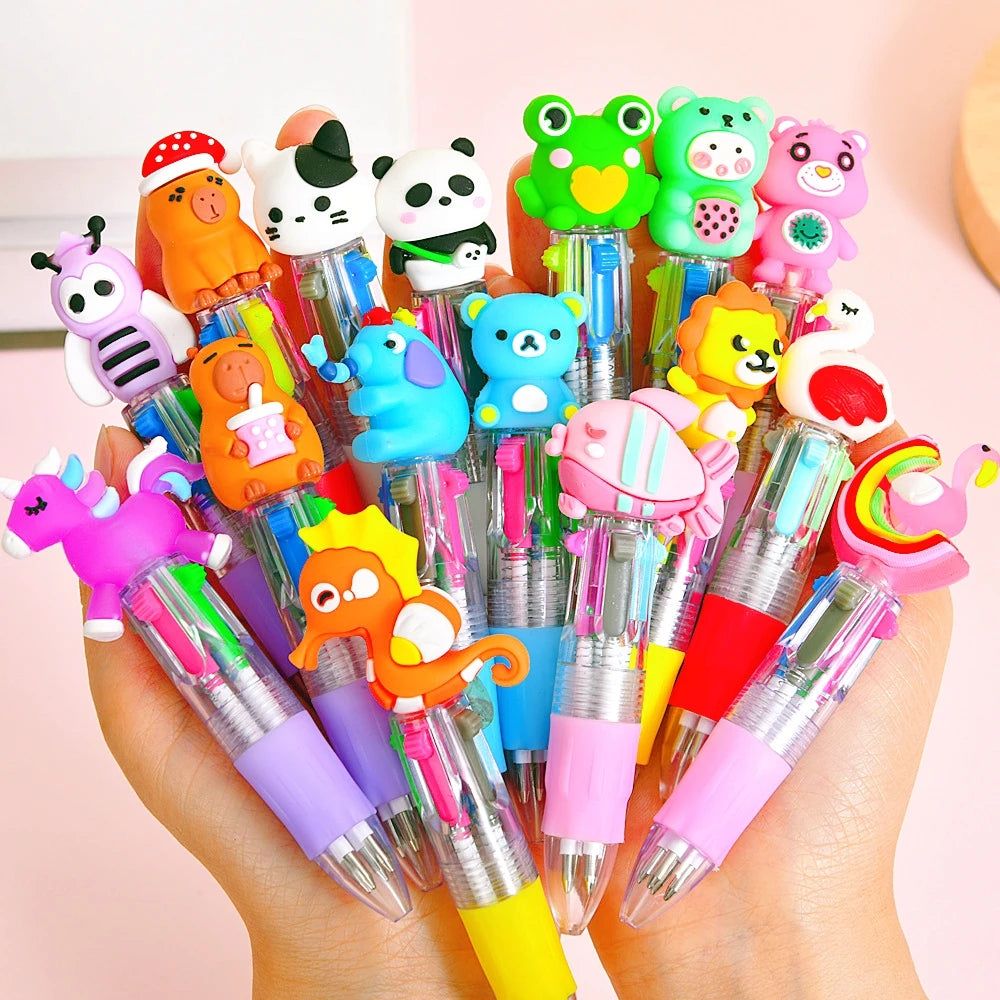 5-30 Pcs Cute Cartoon Four-color Pen for Kids Birthday Kindergarten