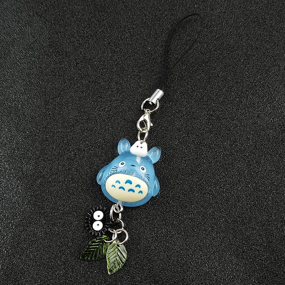 Kawaii Blue Animal Totoro Phone Charm Soot Sprite Keychain Woodland