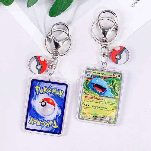 Pokémon Card Cute Acrylic Car Keychain Accessories Pikachu Charizard