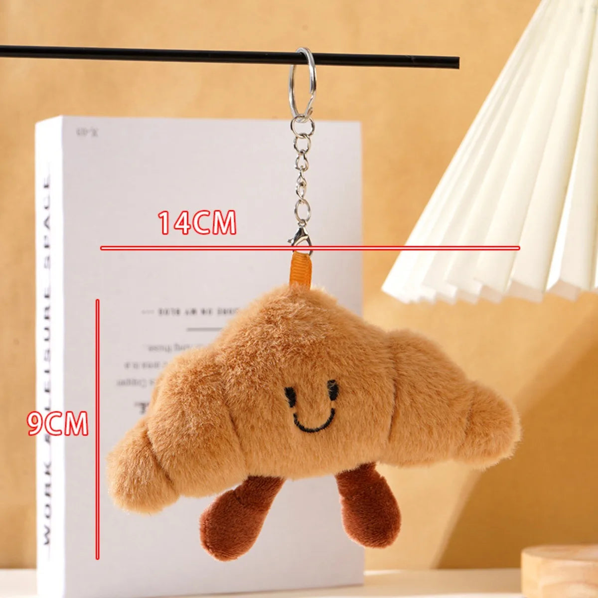 Kawaii Plush Keychain Cartoon Croissant Design for Car Keys Bag Charm