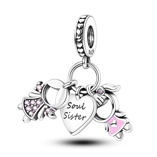 Charms Beads 925 Sterling Silver Tree of Life Peach Heart Sweet Love