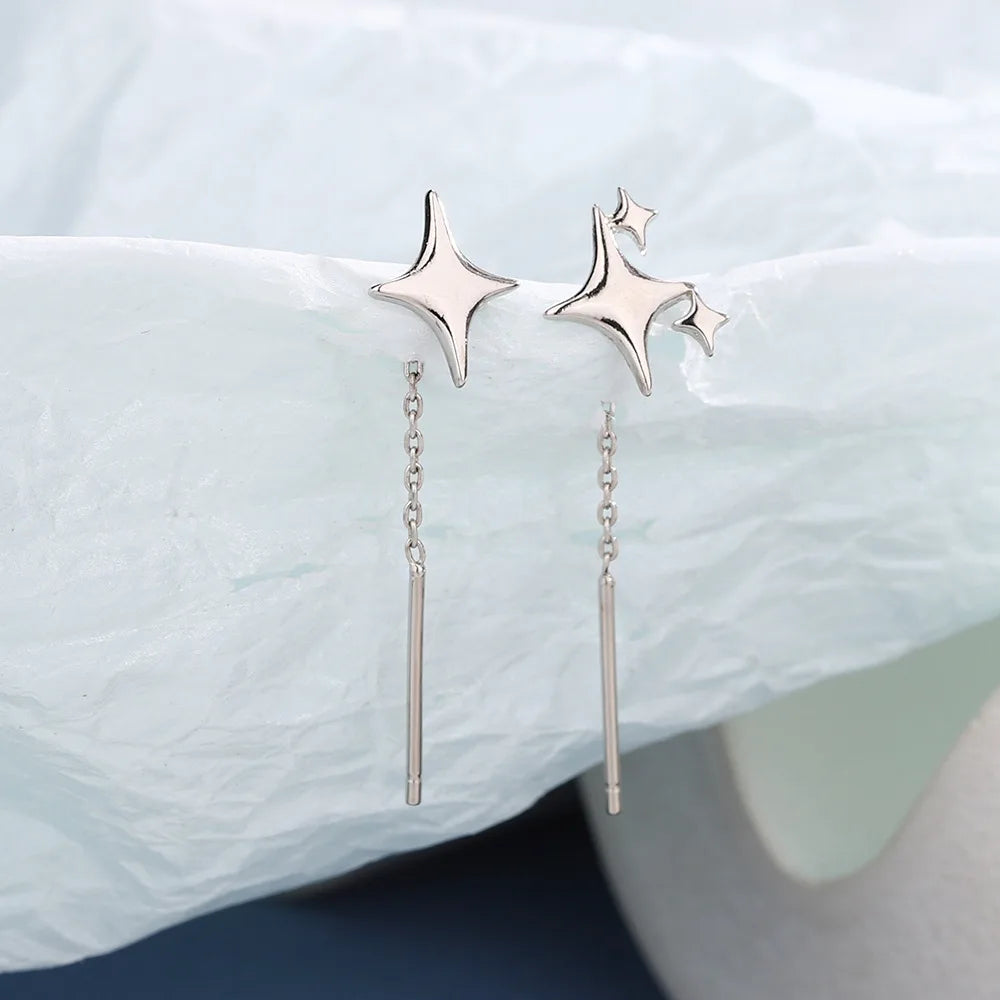 Ventfille 925 Sterling Silver Star Earring for Women Girl Simple