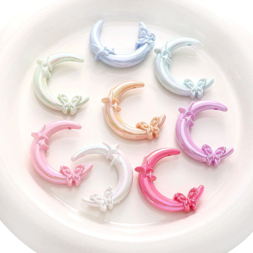 New acrylic star butterfly UV-coated double-hole moon Beads diy crafts