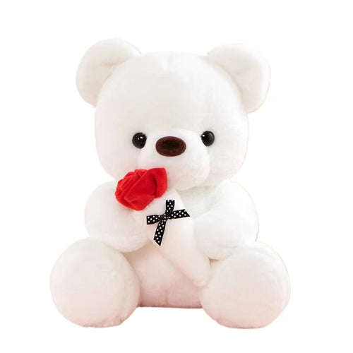 Cute Rose Bear Plush Toy Stuffed Animal Doll Romantic Gift for