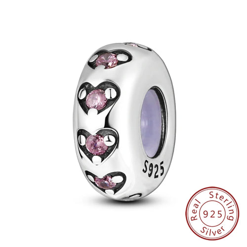 Fit Original Charms Beads 925 Sterling Silver Clip Charms Zircon