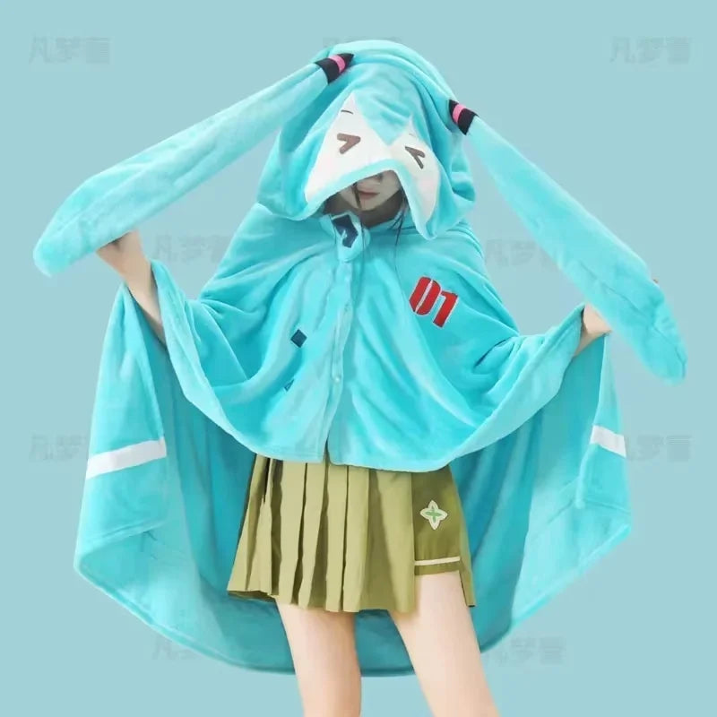 Hatsune Itabag Multi Functional Hooded Air Conditioning Blanket Soft