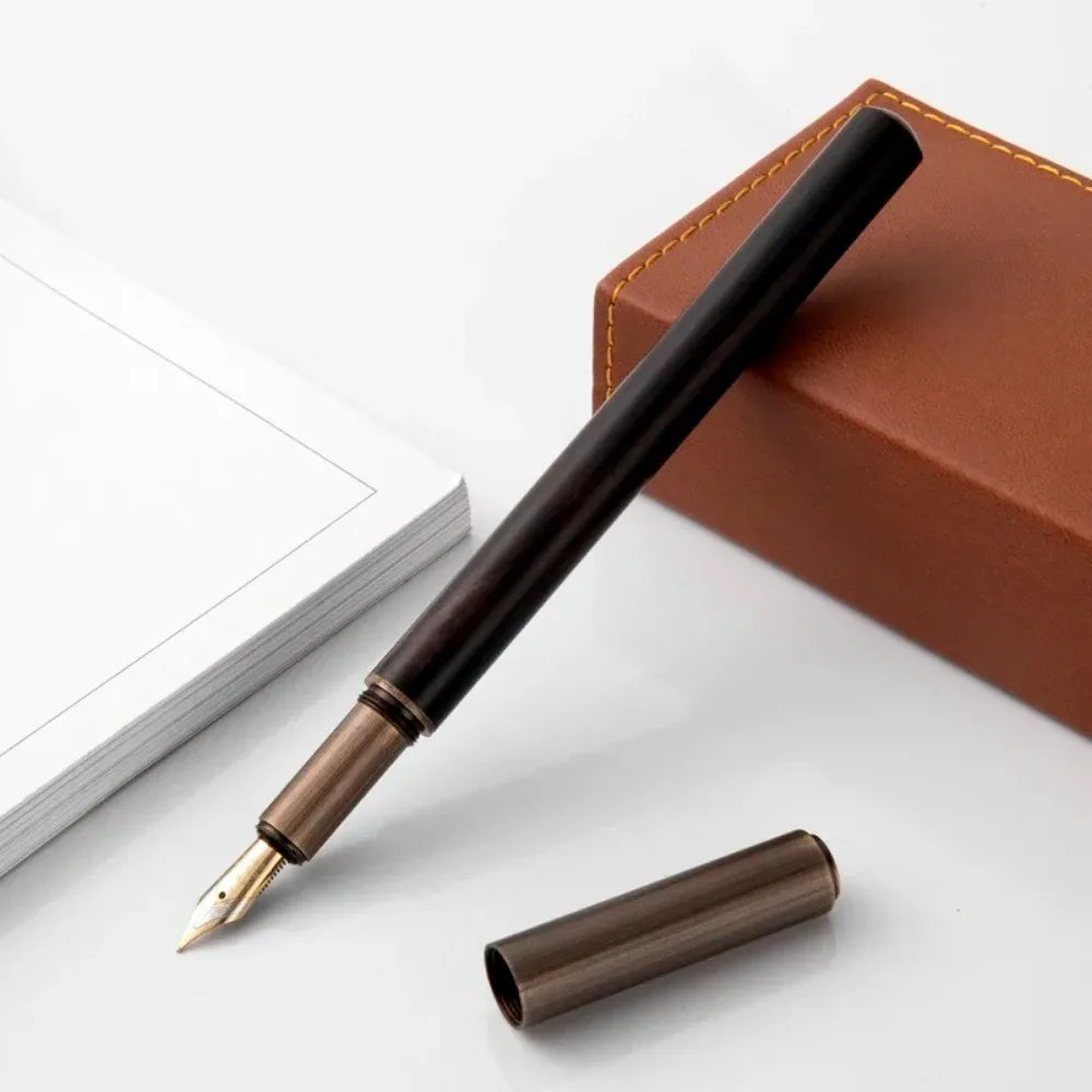 Luxury Retro Wood Bronze Fountain Pen Office Business Writing Art