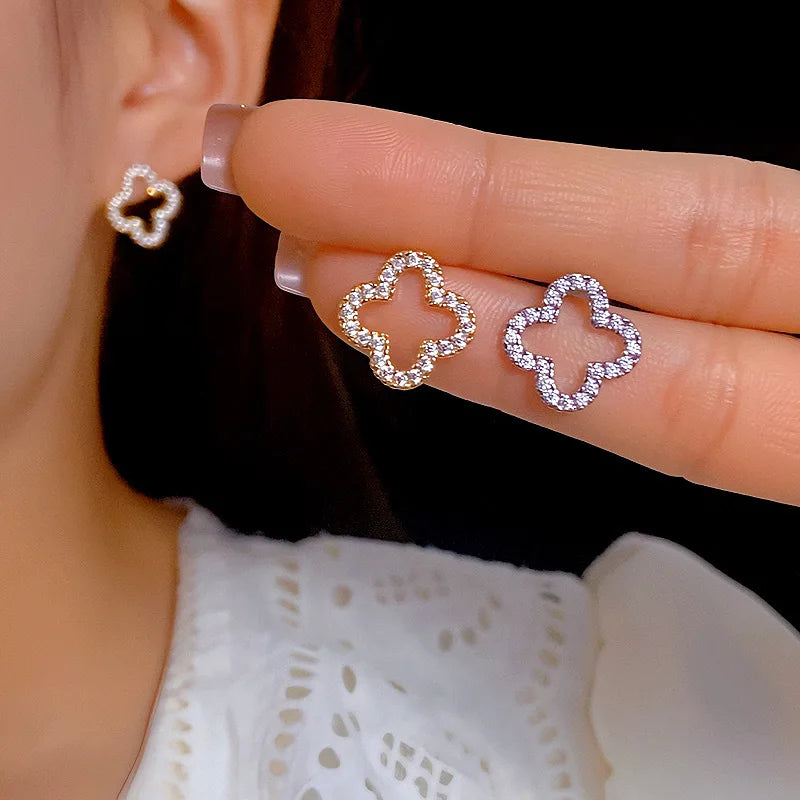 New Simple Hollow Four Leaf Clover Earrings for Women 2025 Trend