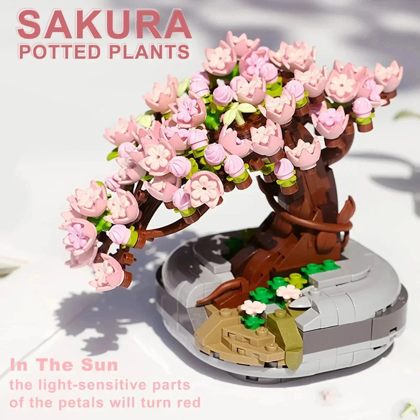 Mini Plant Bonsai Building Block Flower Plant Cherry Blossom Tree