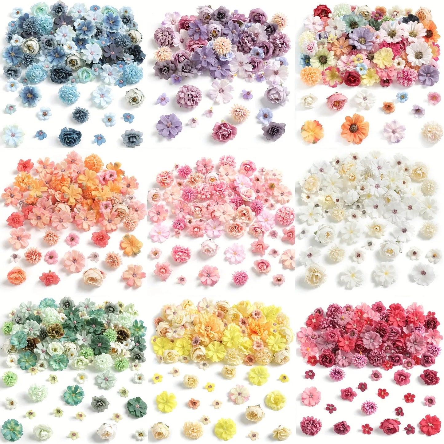 60Pcs Artificial Flowers Head Silk Rose Fake Flowers Home Decor Party