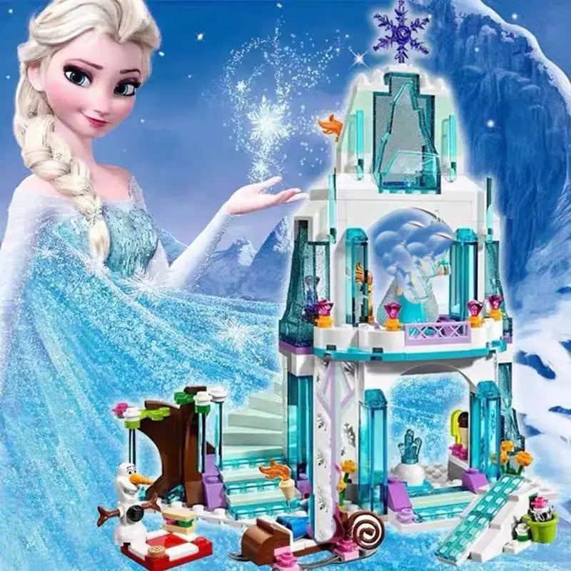 Disney Princess Elsa Ice Castle Princess Magic Castle Set Building
