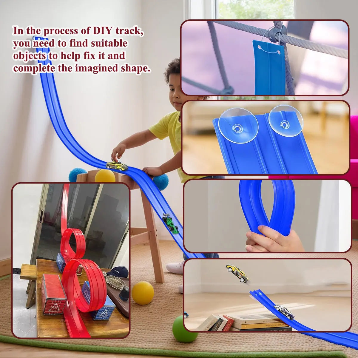 Flexible Race Track Children Toys DIY Double-track Racing Car Ramp