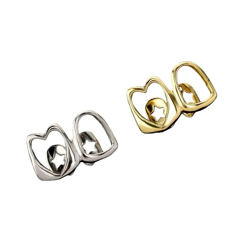 Golden Grillz Tooth Jewelry Set Copper Inlaid Zircon Hollow Heart